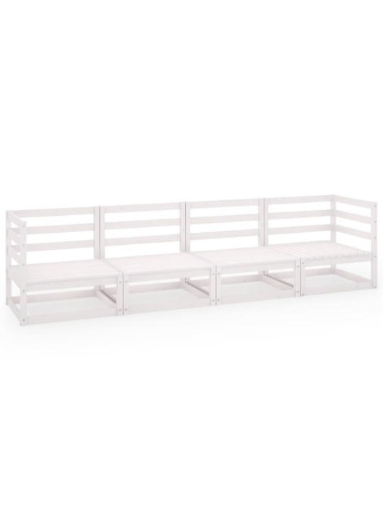 Keturvietė sodo sofa, baltos spalvos, pušies medienos masyvas