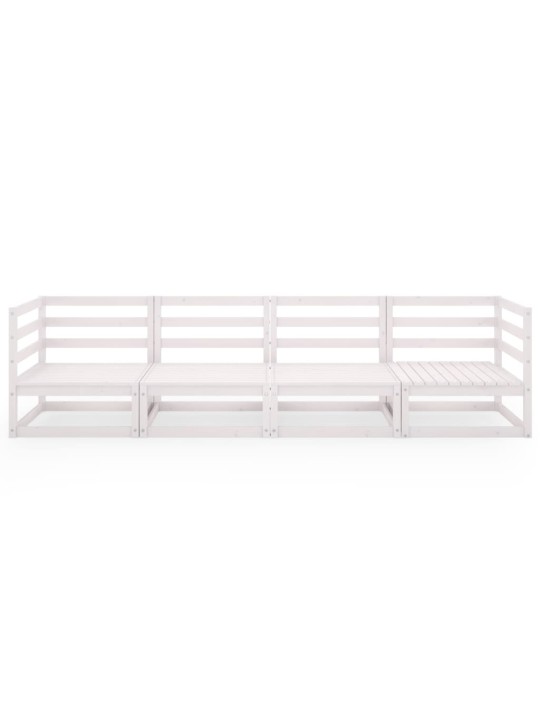 Keturvietė sodo sofa, baltos spalvos, pušies medienos masyvas