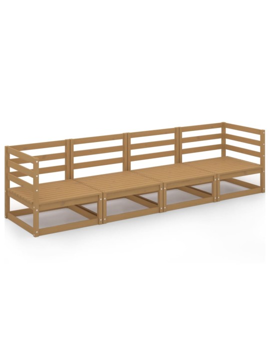 Keturvietė sodo sofa, medaus rudos spalvos, pušies masyvas