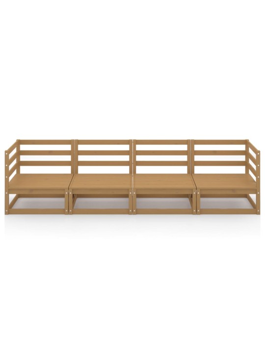Keturvietė sodo sofa, medaus rudos spalvos, pušies masyvas