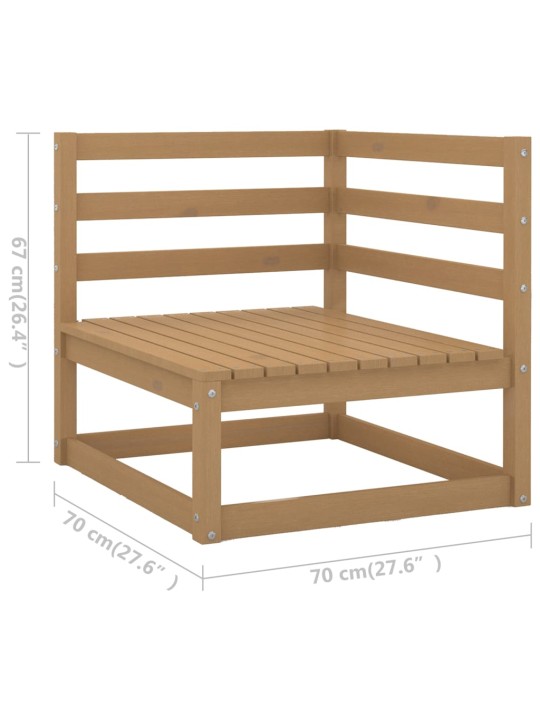 Keturvietė sodo sofa, medaus rudos spalvos, pušies masyvas
