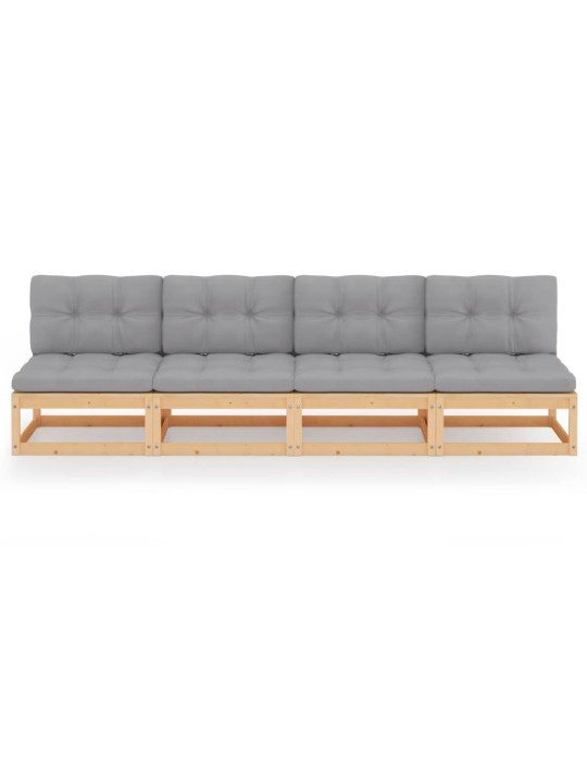 Keturvietė sodo sofa su pagalvėlėmis, pušies medienos masyvas