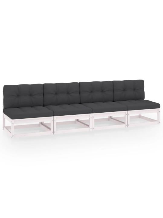 Keturvietė sodo sofa su pagalvėlėmis, pušies medienos masyvas