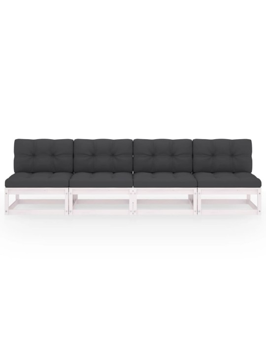 Keturvietė sodo sofa su pagalvėlėmis, pušies medienos masyvas