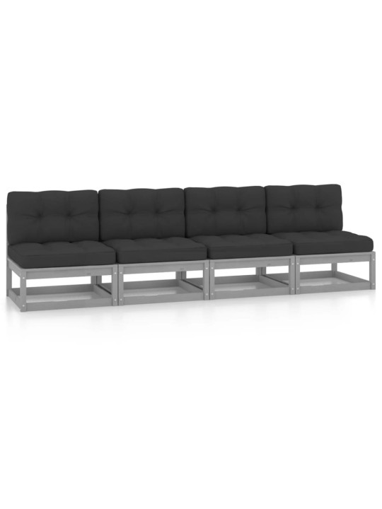 Keturvietė sodo sofa su pagalvėlėmis, pušies medienos masyvas