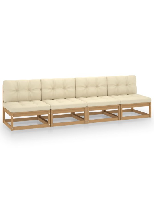 Keturvietė sodo sofa su pagalvėlėmis, pušies medienos masyvas