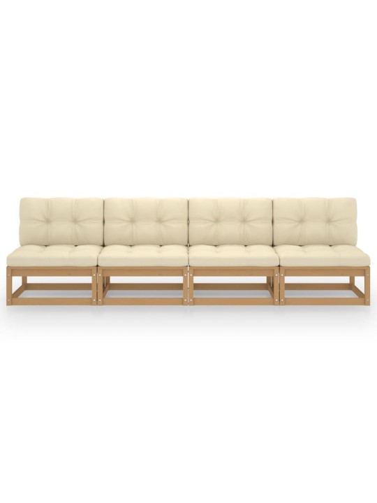 Keturvietė sodo sofa su pagalvėlėmis, pušies medienos masyvas