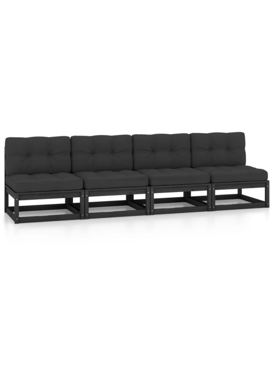 Keturvietė sodo sofa su pagalvėlėmis, pušies medienos masyvas
