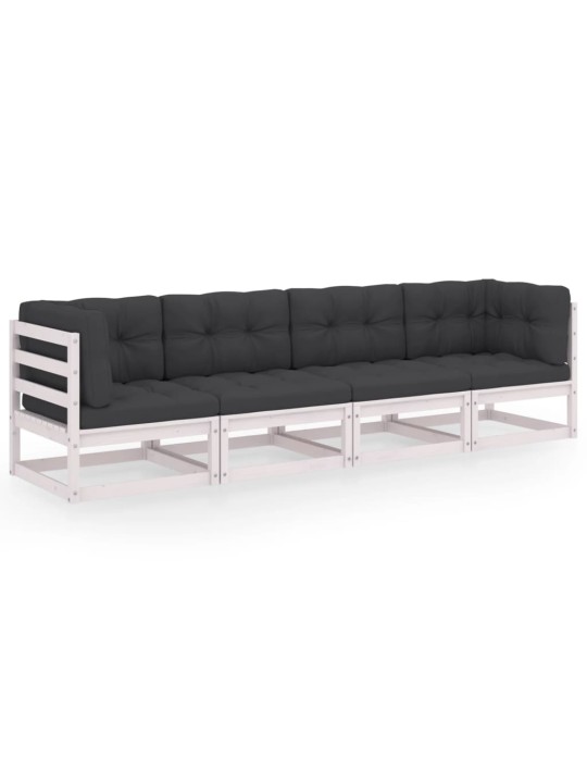 Keturvietė sodo sofa su pagalvėlėmis, pušies medienos masyvas
