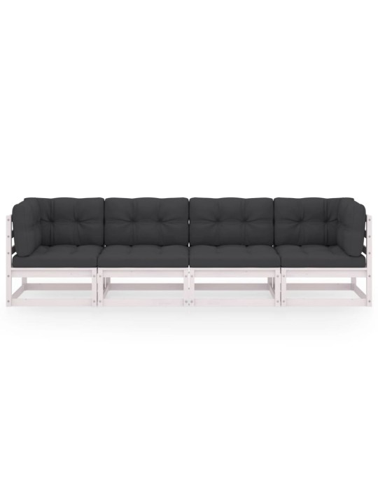 Keturvietė sodo sofa su pagalvėlėmis, pušies medienos masyvas