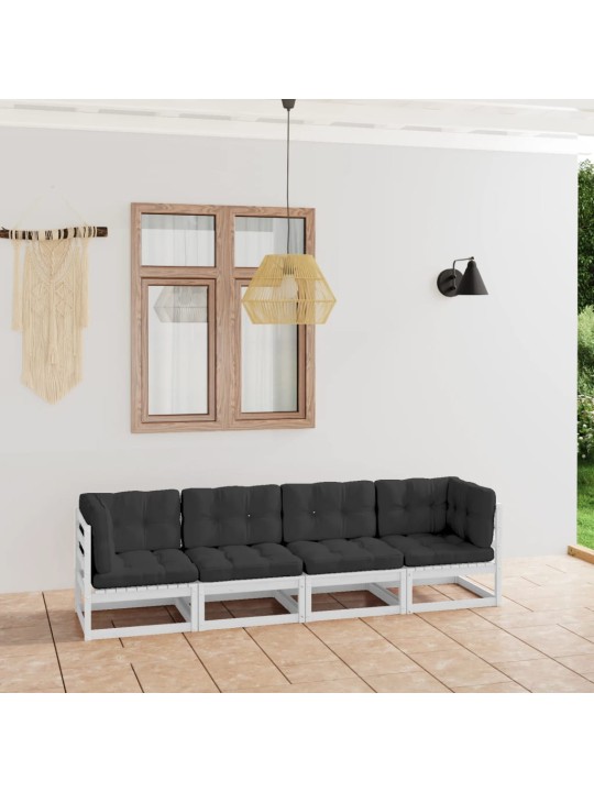 Keturvietė sodo sofa su pagalvėlėmis, pušies medienos masyvas