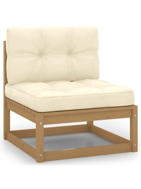 Keturvietė sodo sofa su pagalvėlėmis, pušies medienos masyvas