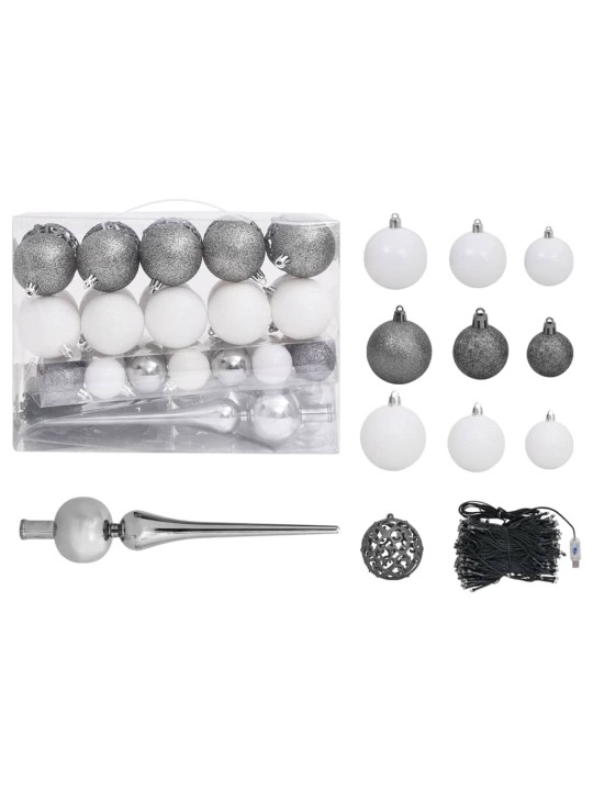 Dirbtinė Kalėdų eglutė su žaisliukais, juoda, 150cm, PVC