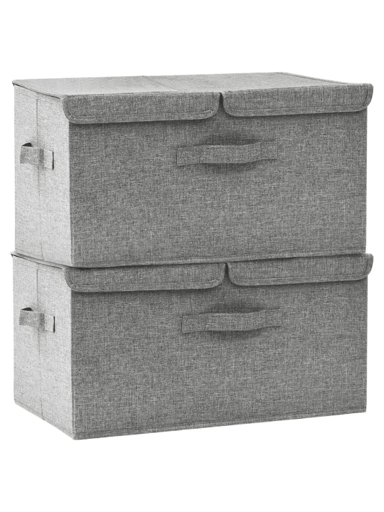 Daiktadėžės, 2vnt., pilkos spalvos, 50x30x25cm, audinys