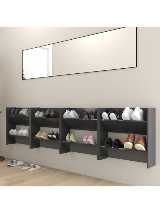 Sieninės spintelės batams, 4vnt., pilkos, 60x18x60cm, MDP