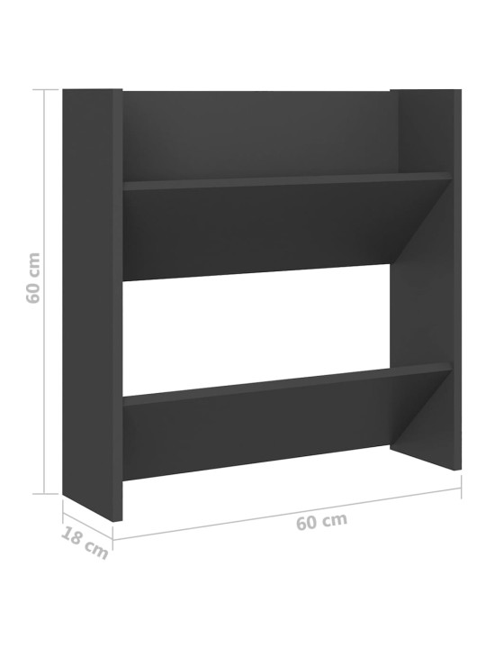 Sieninės spintelės batams, 4vnt., pilkos, 60x18x60cm, MDP