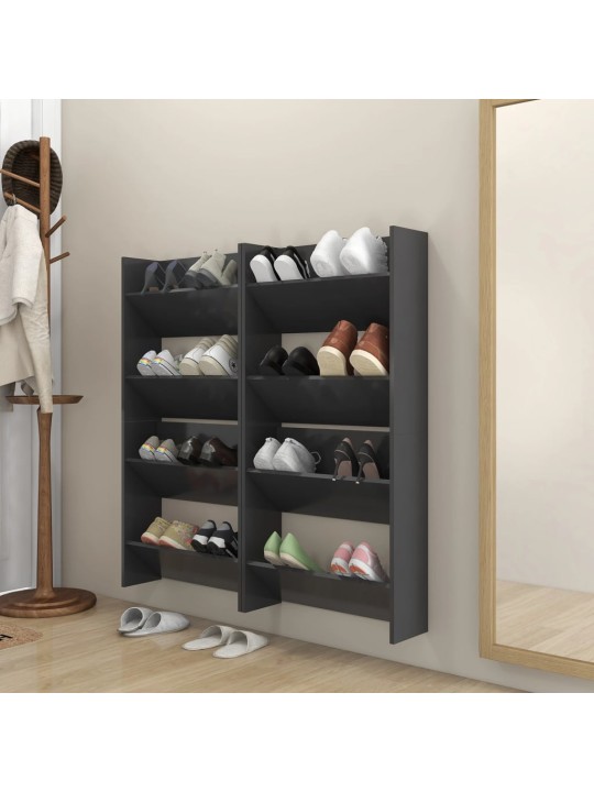 Sieninės spintelės batams, 4vnt., pilkos, 60x18x60cm, MDP