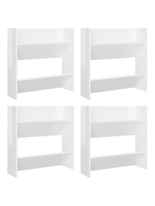Sieninės spintelės batams, 4vnt., baltos, 60x18x60cm, MDP