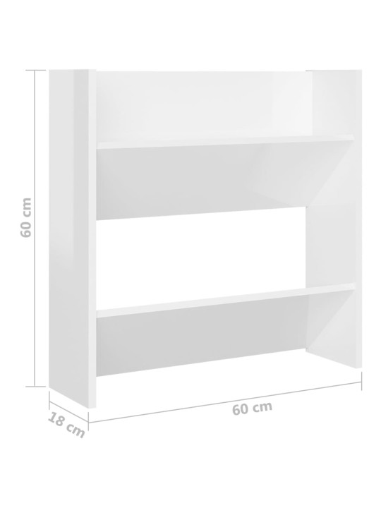Sieninės spintelės batams, 4vnt., baltos, 60x18x60cm, MDP