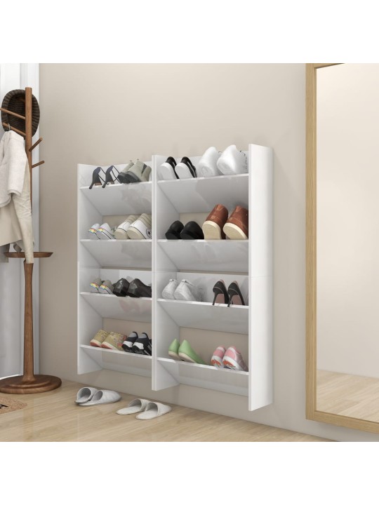 Sieninės spintelės batams, 4vnt., baltos, 60x18x60cm, MDP