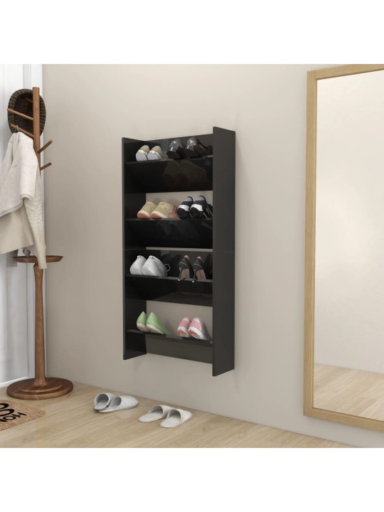Sieninės spintelės batams, 2vnt., juodos, 60x18x60cm, MDP