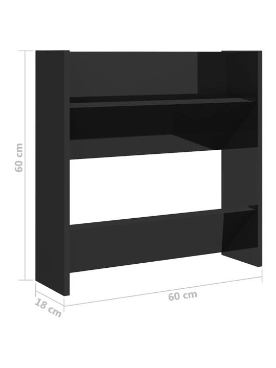 Sieninės spintelės batams, 4vnt., juodos, 60x18x60cm, MDP