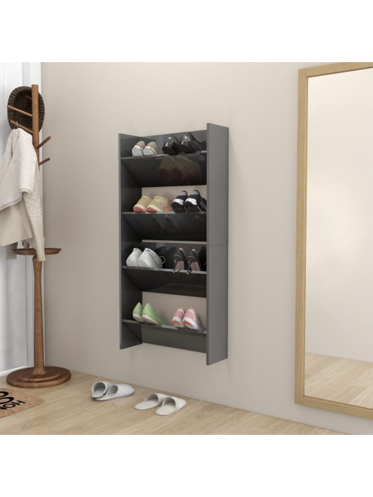 Sieninės spintelės batams, 2vnt., pilkos, 60x18x60cm, MDP