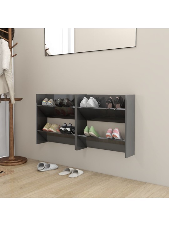 Sieninės spintelės batams, 2vnt., pilkos, 60x18x60cm, MDP