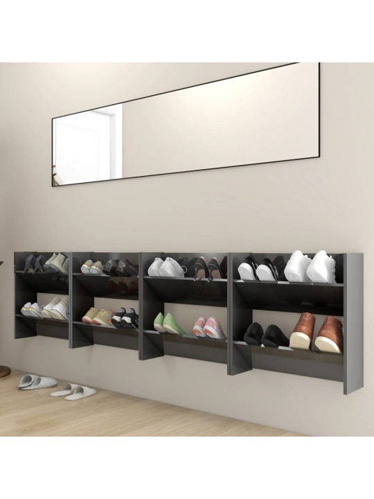Sieninės spintelės batams, 4vnt., pilkos, 60x18x60cm, MDP