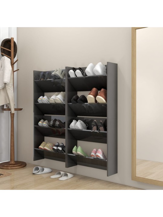 Sieninės spintelės batams, 4vnt., pilkos, 60x18x60cm, MDP