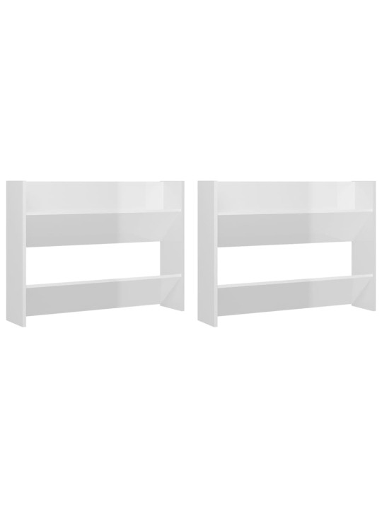 Sieninės spintelės batams, 2vnt., baltos, 80x18x60cm, MDP