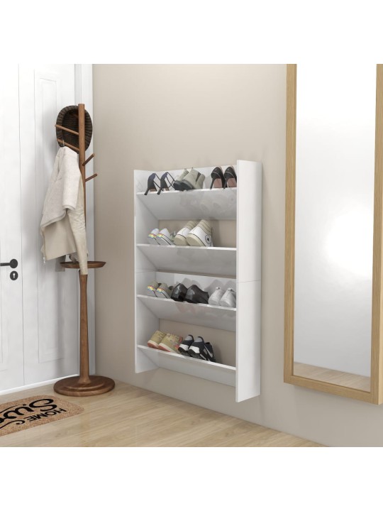 Sieninės spintelės batams, 2vnt., baltos, 80x18x60cm, MDP