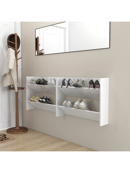 Sieninės spintelės batams, 2vnt., baltos, 80x18x60cm, MDP