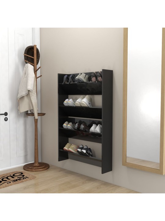 Sieninės spintelės batams, 2vnt., juodos, 80x18x60cm, MDP