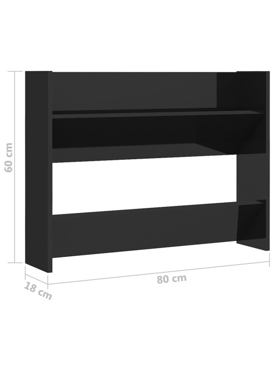 Sieninės spintelės batams, 2vnt., juodos, 80x18x60cm, MDP