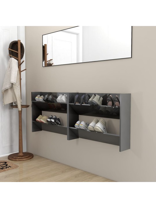 Sieninės spintelės batams, 2vnt., pilkos, 80x18x60cm, MDP