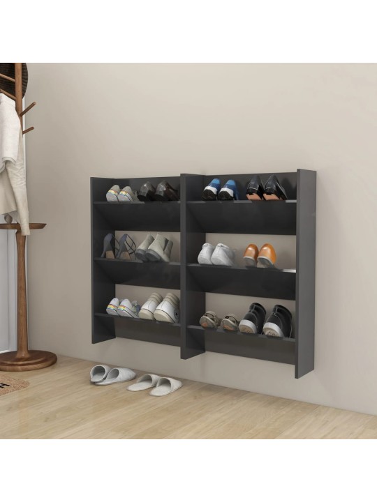 Sieninės spintelės batams, 2vnt., pilkos, 60x18x90cm, MDP
