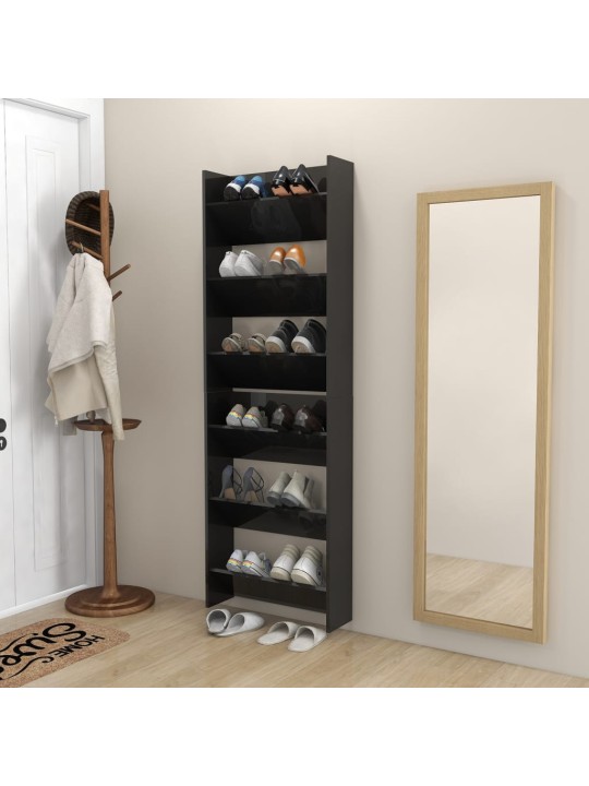 Sieninės spintelės batams, 2vnt., juodos, 60x18x90cm, MDP