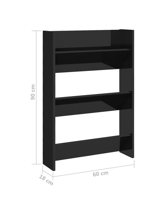 Sieninės spintelės batams, 2vnt., juodos, 60x18x90cm, MDP