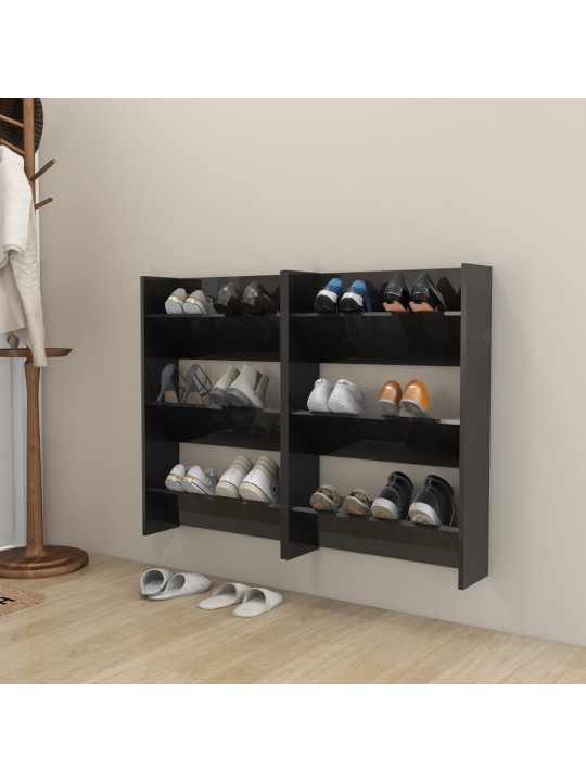 Sieninės spintelės batams, 2vnt., juodos, 60x18x90cm, MDP