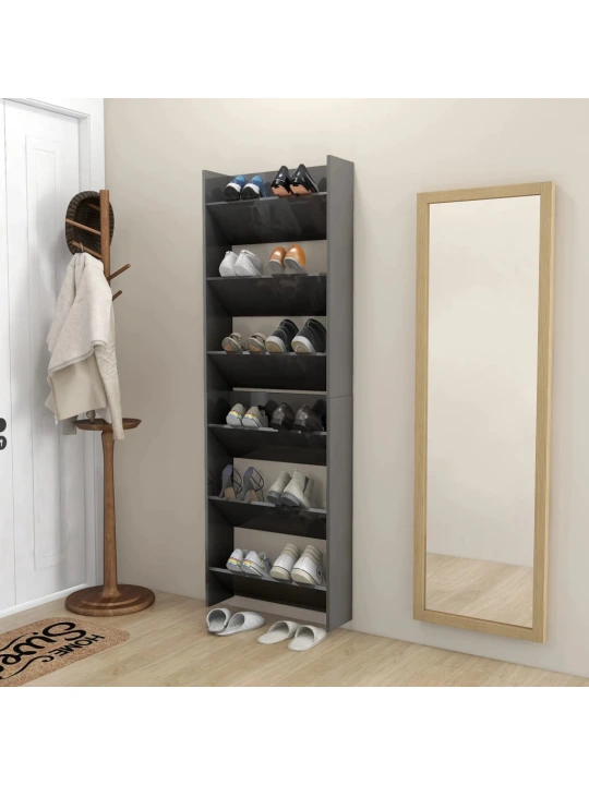 Sieninės spintelės batams, 2vnt., pilkos, 60x18x90cm, MDP