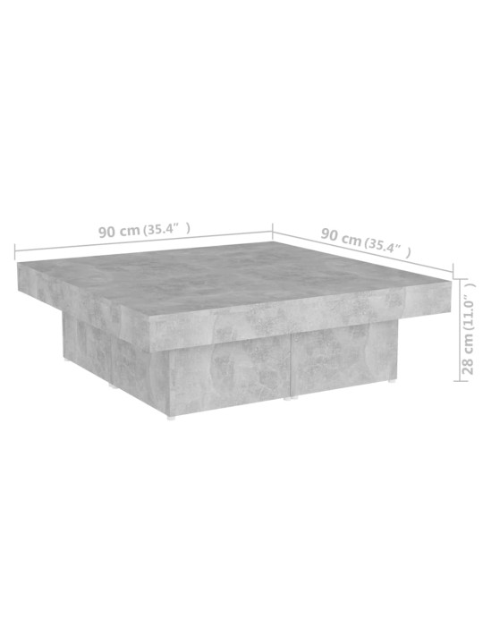 Kavos staliukas, betono pilkos spalvos, 90x90x28cm, MDP