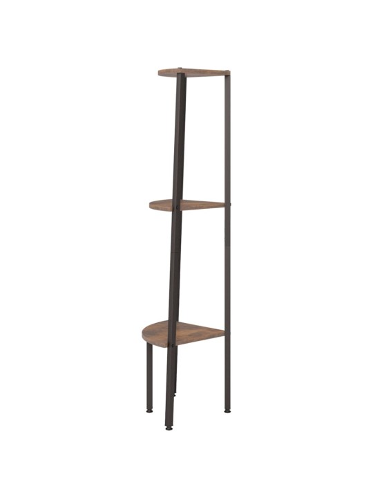Kampinė lentyna, 3 pakopų, tamsiai ruda/juoda, 45,5x31,5x120cm