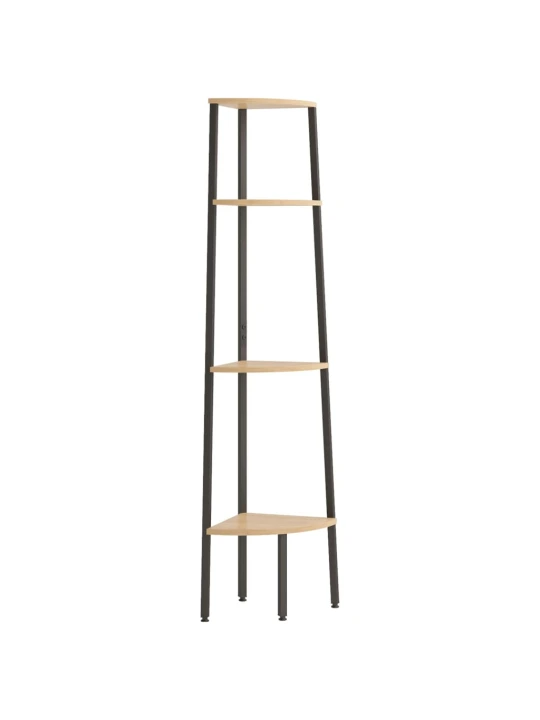 Kampinė lentyna, 4 pakopų, šviesiai ruda/juoda, 45,5x31,5x150cm