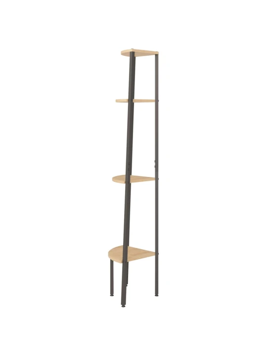 Kampinė lentyna, 4 pakopų, šviesiai ruda/juoda, 45,5x31,5x150cm