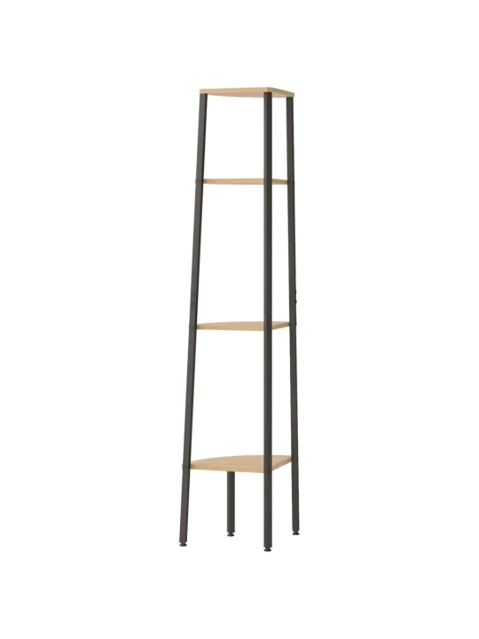 Kampinė lentyna, 4 pakopų, šviesiai ruda/juoda, 45,5x31,5x150cm