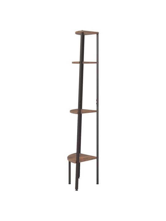 Kampinė lentyna, 4 pakopų, tamsiai ruda/juoda, 45,5x31,5x150cm