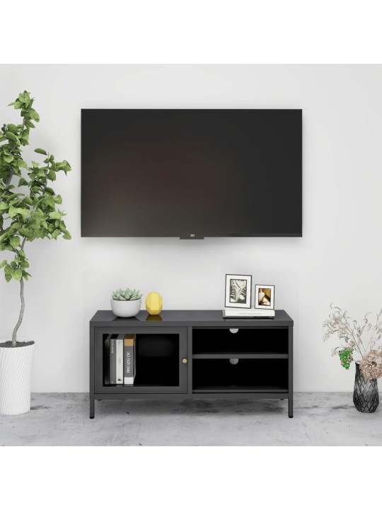 Televizoriaus spintelė, antracito, 90x30x44cm, plienas/stiklas