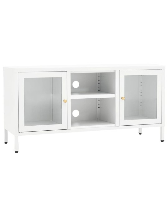 Televizoriaus spintelė, balta, 105x35x52cm, plienas ir stiklas