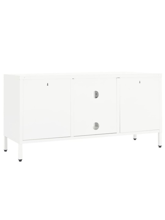 Televizoriaus spintelė, balta, 105x35x52cm, plienas ir stiklas